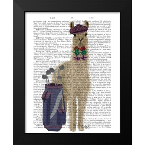 Llama Golfing Book Print Black Modern Wood Framed Art Print by Fab Funky