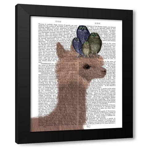 Llama Owls, Portrait Book Print Black Modern Wood Framed Art Print with Double Matting by Fab Funky