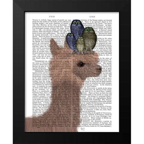 Llama Owls, Portrait Book Print Black Modern Wood Framed Art Print by Fab Funky
