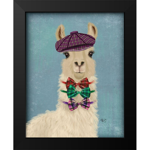 Llama Dapper Black Modern Wood Framed Art Print by Fab Funky