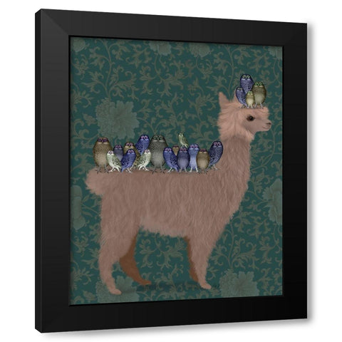 Llama Owls, Full Black Modern Wood Framed Art Print with Double Matting by Fab Funky