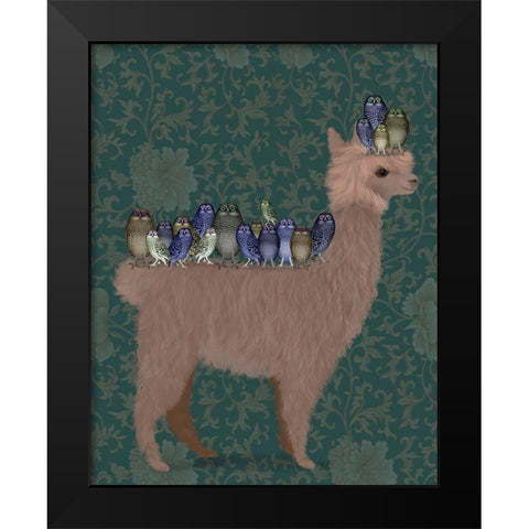 Llama Owls, Full Black Modern Wood Framed Art Print by Fab Funky