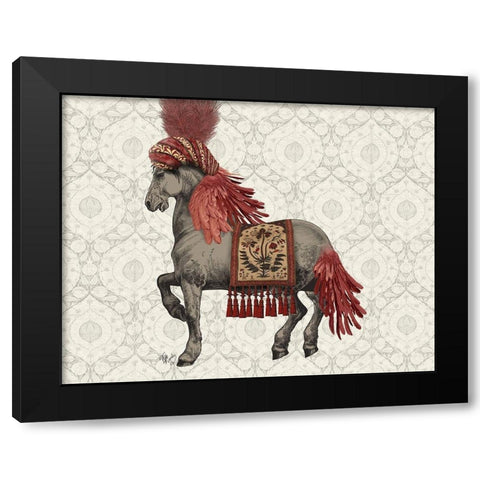 Niraj Horse, Red Black Modern Wood Framed Art Print by Fab Funky