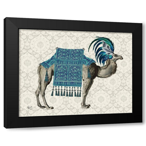 Niraj Camel, Blue Black Modern Wood Framed Art Print by Fab Funky