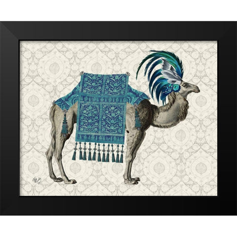 Niraj Camel, Blue Black Modern Wood Framed Art Print by Fab Funky