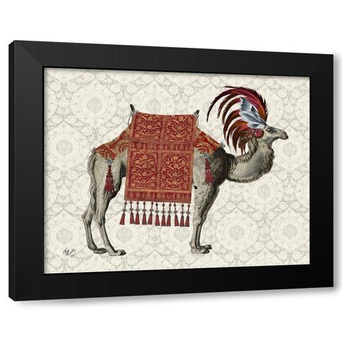 Niraj Camel, Red Black Modern Wood Framed Art Print with Double Matting by Fab Funky