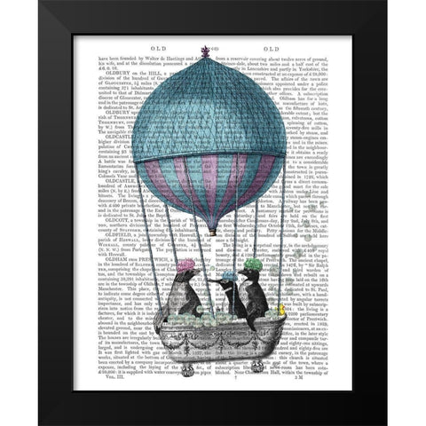 Penguins in Balloon Bath Book Print Black Modern Wood Framed Art Print by Fab Funky