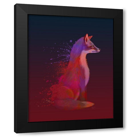 Red Fox Black Modern Wood Framed Art Print with Double Matting by Fab Funky