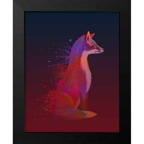 Red Fox Black Modern Wood Framed Art Print by Fab Funky