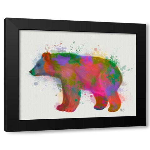Bear Rainbow Splash 2 Black Modern Wood Framed Art Print with Double Matting by Fab Funky