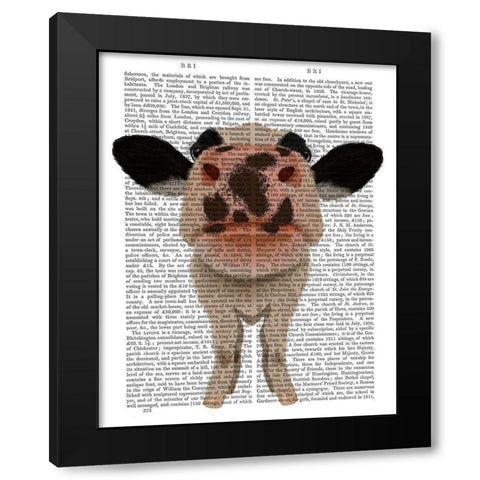 Nosey Cow 1 Book Print Black Modern Wood Framed Art Print with Double Matting by Fab Funky