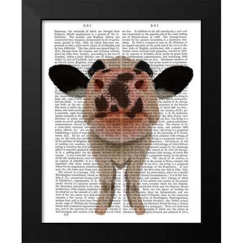 Nosey Cow 1 Book Print Black Modern Wood Framed Art Print by Fab Funky