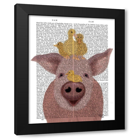 Pig and Ducklings Book Print Black Modern Wood Framed Art Print with Double Matting by Fab Funky