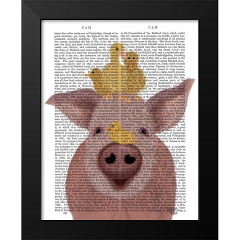 Pig and Ducklings Book Print Black Modern Wood Framed Art Print by Fab Funky