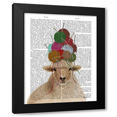 Sheep with Wool Hat, Portrait Book Print Black Modern Wood Framed Art Print with Double Matting by Fab Funky