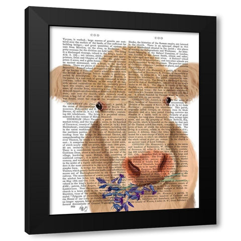 Cow Cream, Bluebells Book Print Black Modern Wood Framed Art Print with Double Matting by Fab Funky