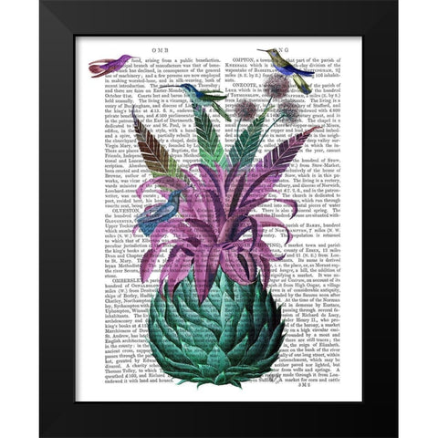 Tropical Artichoke Book Print Black Modern Wood Framed Art Print by Fab Funky