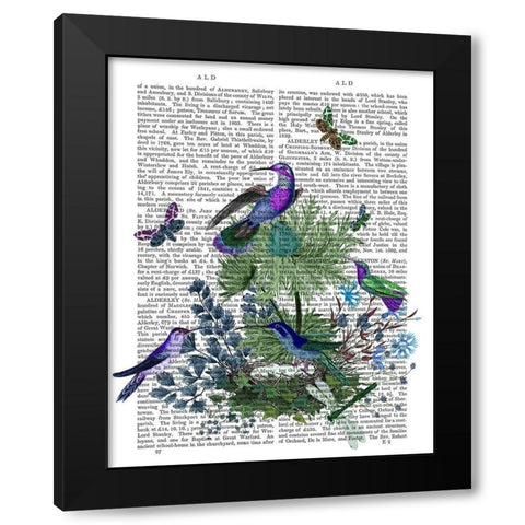 Tropical Birds Nest 1 Book Print Black Modern Wood Framed Art Print by Fab Funky