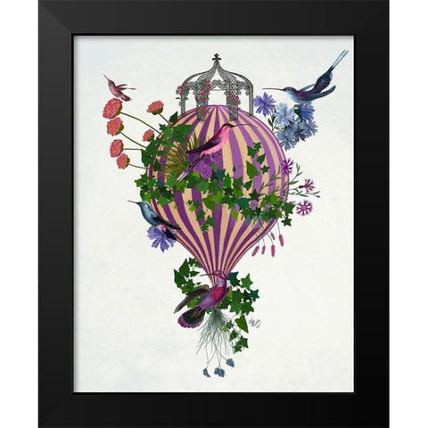 Bird Balloon 1 Black Modern Wood Framed Art Print by Fab Funky