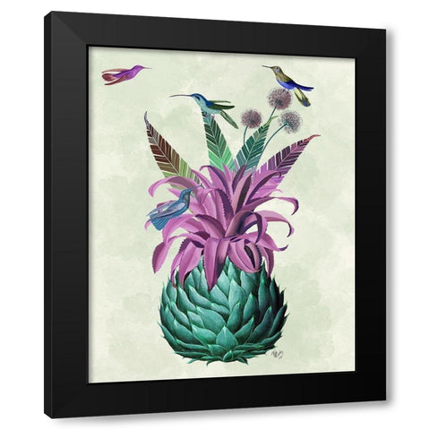 Tropical Artichoke Black Modern Wood Framed Art Print by Fab Funky