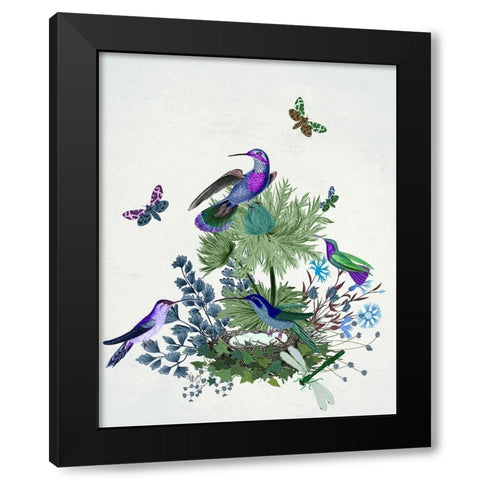 Tropical Birds Nest 1 Black Modern Wood Framed Art Print by Fab Funky