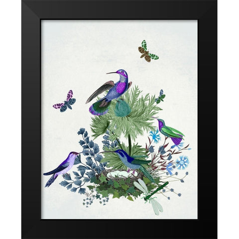 Tropical Birds Nest 1 Black Modern Wood Framed Art Print by Fab Funky