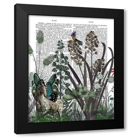 Wildflower Bloom, Horse Book Print Black Modern Wood Framed Art Print by Fab Funky