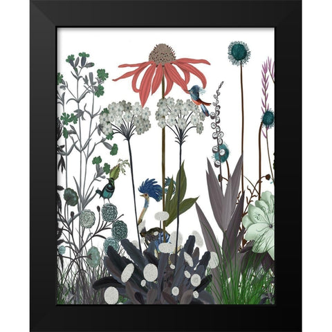 Wildflower Bloom, Ostrich Black Modern Wood Framed Art Print by Fab Funky