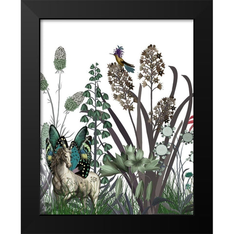 Wildflower Bloom, Horse Black Modern Wood Framed Art Print by Fab Funky