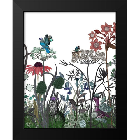 Wildflower Bloom, Rabbit Black Modern Wood Framed Art Print by Fab Funky