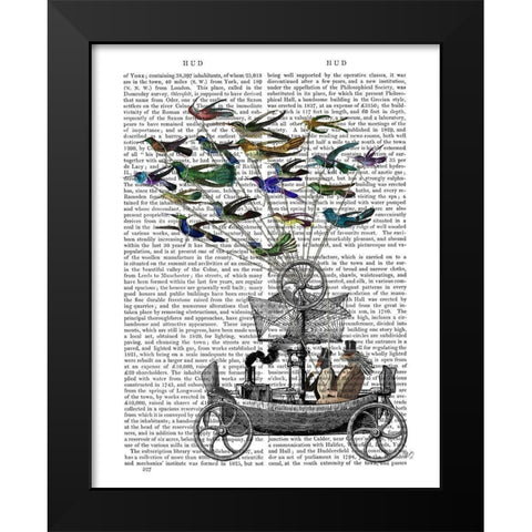 Bird Boat Book Print Black Modern Wood Framed Art Print by Fab Funky