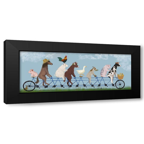 Tandem Farm Animals Black Modern Wood Framed Art Print by Fab Funky