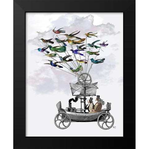 Bird Boat Black Modern Wood Framed Art Print by Fab Funky