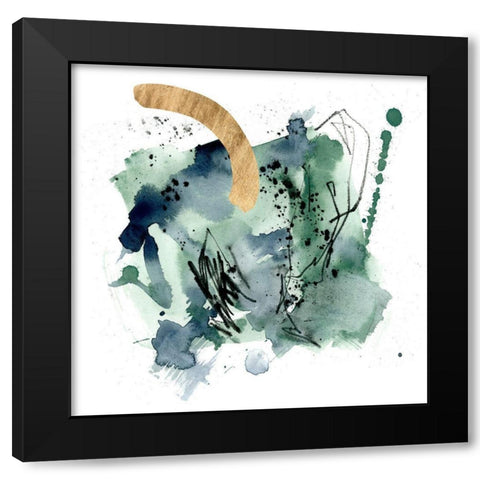 Green Splash Abstract I Black Modern Wood Framed Art Print with Double Matting by Parker, Jennifer Paxton
