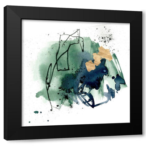 Green Splash Abstract II Black Modern Wood Framed Art Print with Double Matting by Parker, Jennifer Paxton