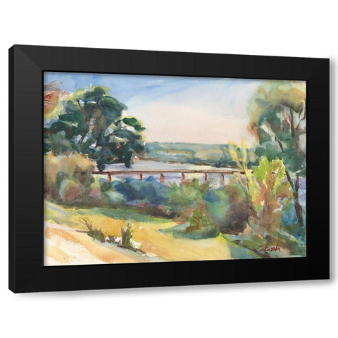 Connecticut River Railroad Bridge Black Modern Wood Framed Art Print by Calcasola, Stephen