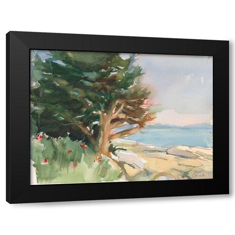 Boothbay Harbor Maine Black Modern Wood Framed Art Print with Double Matting by Calcasola, Stephen