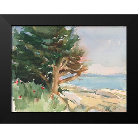 Boothbay Harbor Maine Black Modern Wood Framed Art Print by Calcasola, Stephen