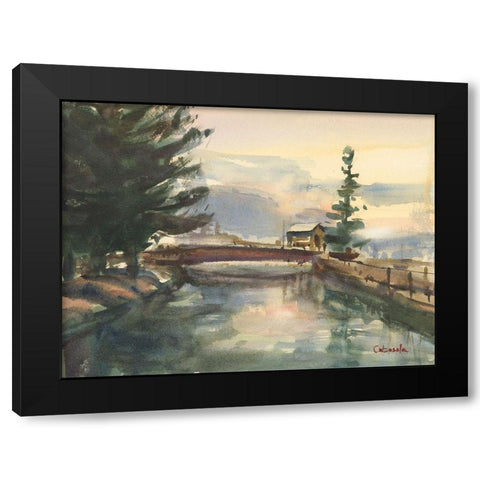 Mill Canal Springfield Massachusetts Black Modern Wood Framed Art Print by Calcasola, Stephen