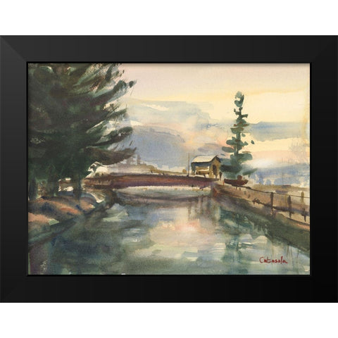Mill Canal Springfield Massachusetts Black Modern Wood Framed Art Print by Calcasola, Stephen