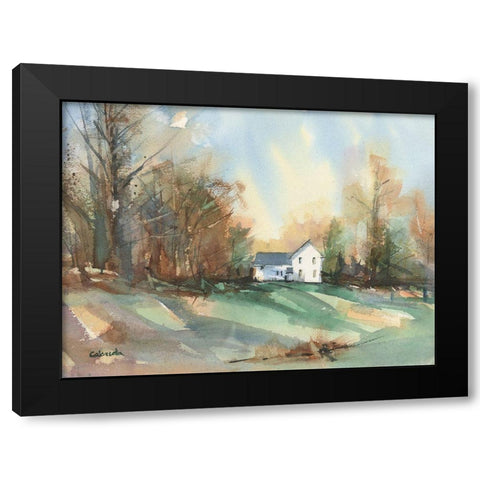 Back Road Bungalow Black Modern Wood Framed Art Print with Double Matting by Calcasola, Stephen