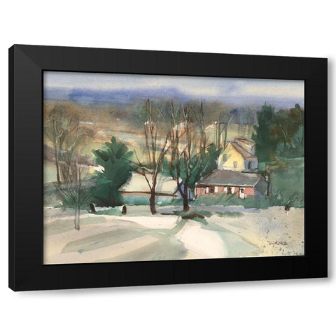 Connecticut Valley Black Modern Wood Framed Art Print with Double Matting by Calcasola, Stephen