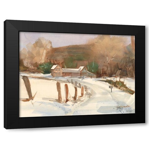 Connecticut Barns in Winter Black Modern Wood Framed Art Print by Calcasola, Stephen