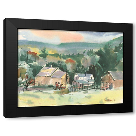 Valley Farm Black Modern Wood Framed Art Print by Calcasola, Stephen