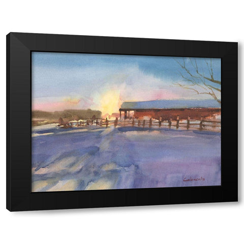Long Barn at Sunset Black Modern Wood Framed Art Print by Calcasola, Stephen