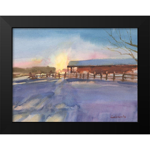 Long Barn at Sunset Black Modern Wood Framed Art Print by Calcasola, Stephen