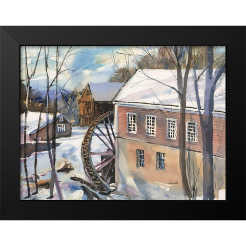 The Old Watermill Black Modern Wood Framed Art Print by Calcasola, Stephen