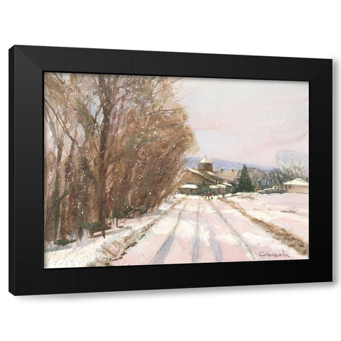Indian Orchard Greek Orthodox Church Black Modern Wood Framed Art Print with Double Matting by Calcasola, Stephen