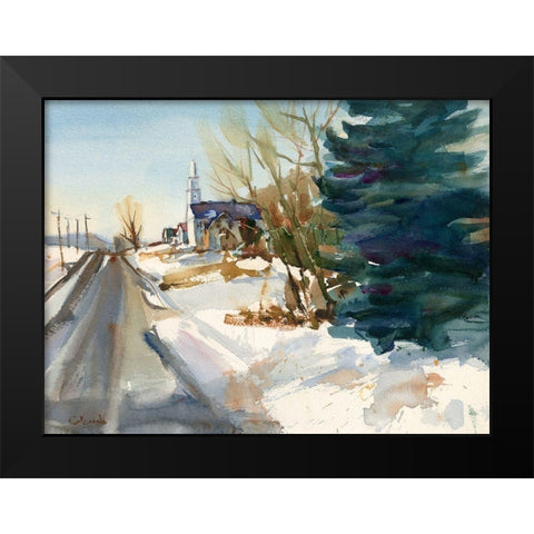 Congregational Church in Winter Black Modern Wood Framed Art Print by Calcasola, Stephen