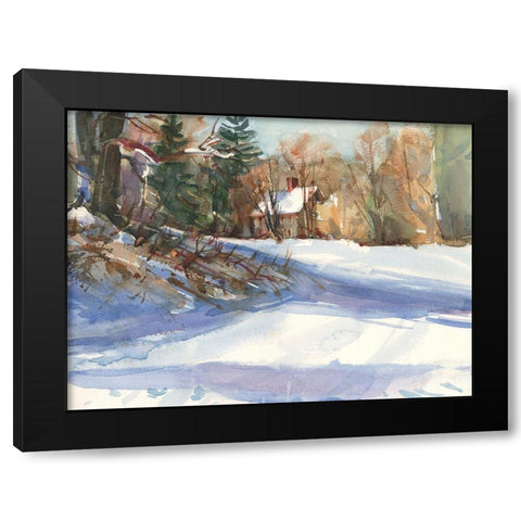 Snow Shadows Black Modern Wood Framed Art Print with Double Matting by Calcasola, Stephen